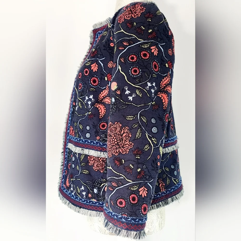 Loft womens floral & fringe cropped jacket - Picture 3 of 12